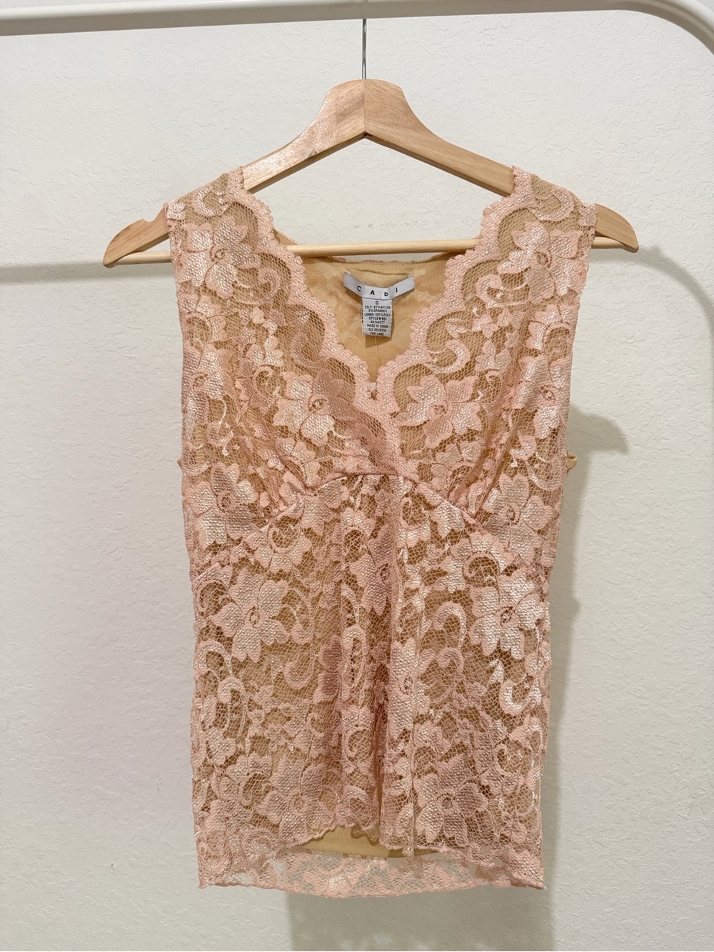 CAbi Peach Lace Shell Top